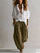 Women's White Shirt & Olive Lantern Pants Set
