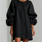 Women's Floral Cuff Mini Dress in Black