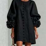 Women's Floral Button-Down Mini Dress in Black
