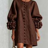 Women's Floral Cuff Mini Dress in Brown