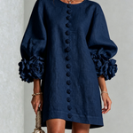 Women's Floral Button-Down Mini Dress in Navy