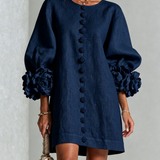 Women's Floral Cuff Mini Dress in Navy