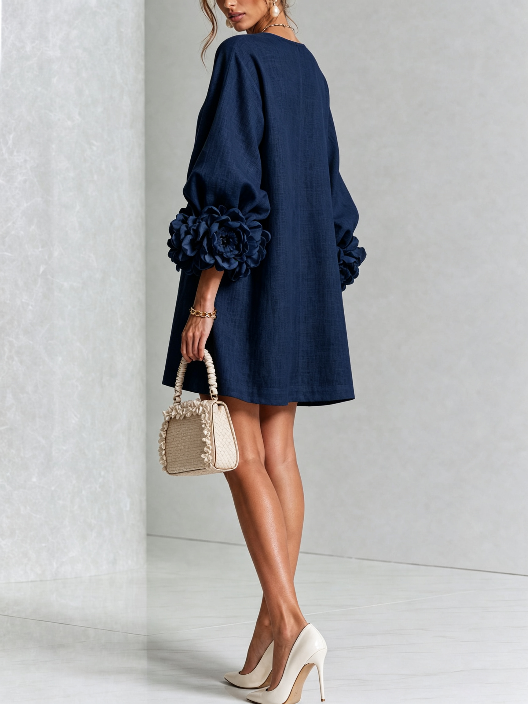 Women's Floral Cuff Mini Dress, photo 17