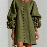 Women's Floral Cuff Mini Dress in Olive