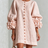 Women's Floral Button-Down Mini Dress in Pink