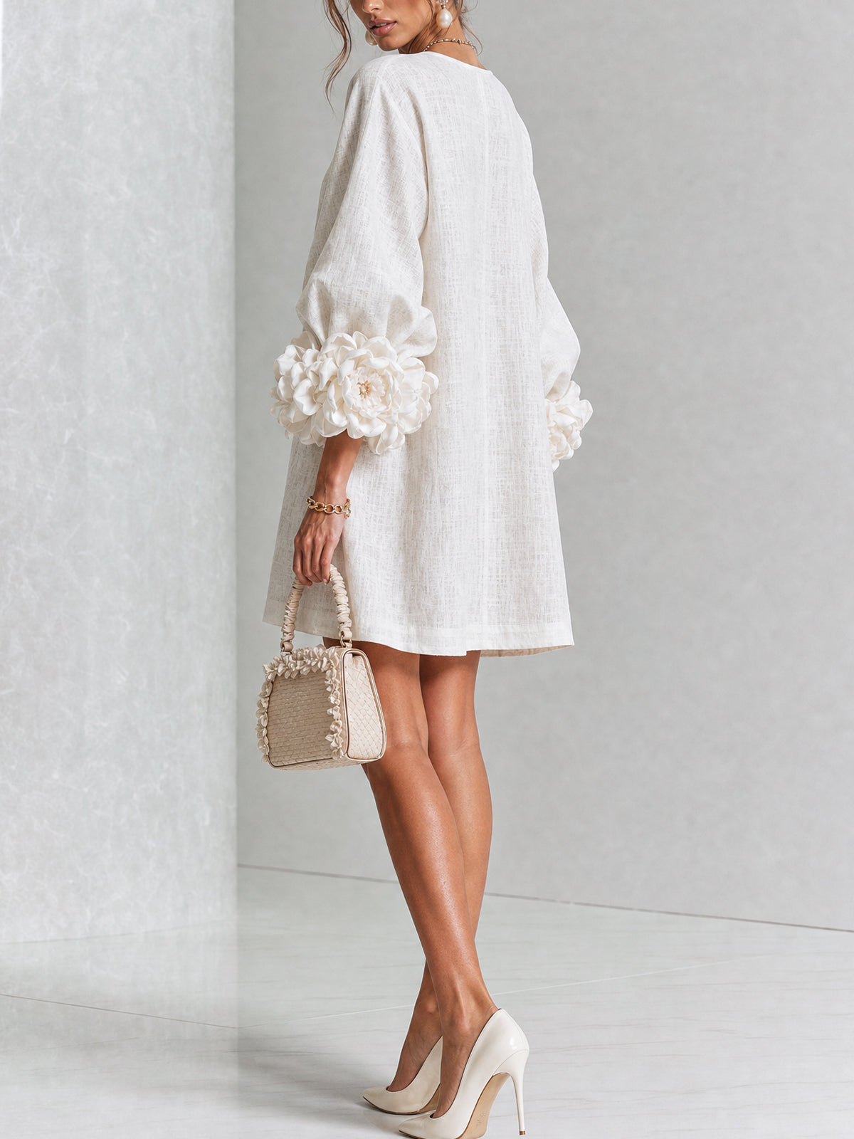 Women's Floral Cuff Mini Dress, photo 9