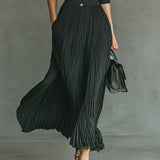 Long pleated dress with lapel and high waist, photo 3