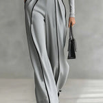 High-Collar Striped Set with Wide Pants, photo 7