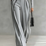 High-Collar Striped Set with Wide Pants, photo 7