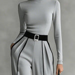 High-Collar Striped Set with Wide Pants, photo 6