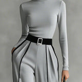 High-Collar Striped Set with Wide Pants, photo 6