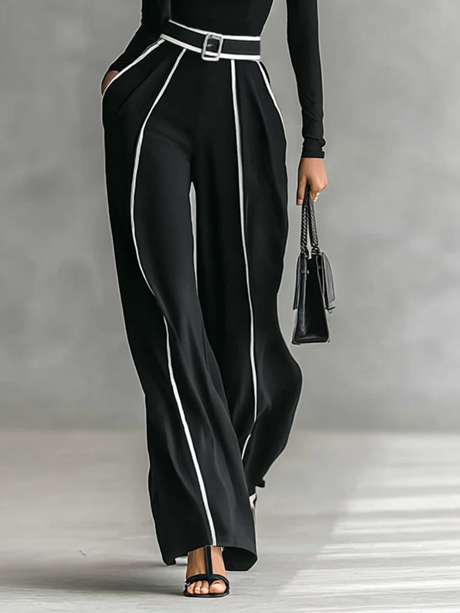 Women's High-Collar Top & Wide-Leg Pants Set, photo 4