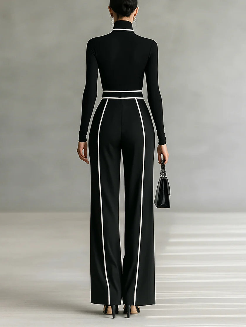 Women's High-Collar Top & Wide-Leg Pants Set, photo 2