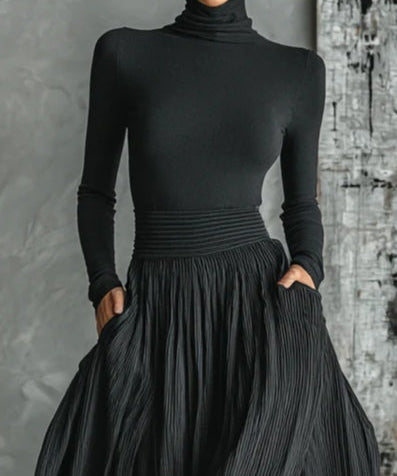 Women's Pleated Skirt & High-Neck Top Set, photo 2