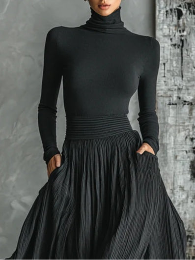 Women's Pleated Skirt & High-Neck Top Set, photo 2