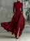 Women's Pleated Skirt & High-Neck Top Set in Burgundy