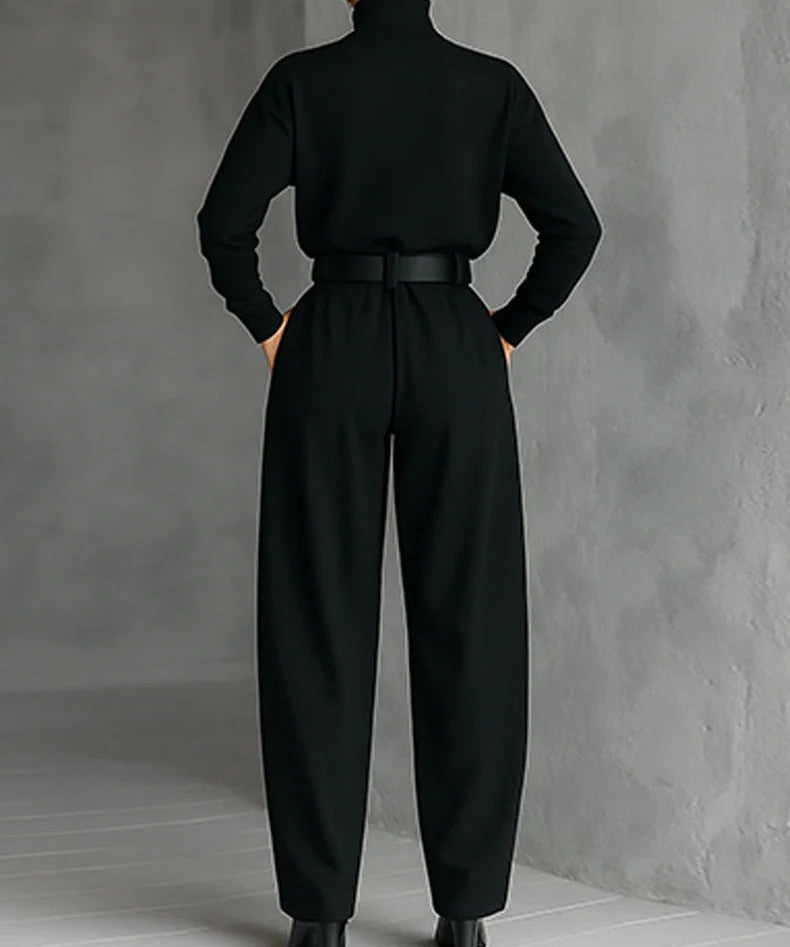 Women's Black High-Neck Sweater & Pants Set, photo 2