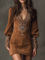 Women's Suede-Effect Short Dress in Brown