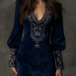 Women's Suede-Effect Short Dress in Blue