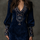 Women's Suede-Effect Short Dress in Blue