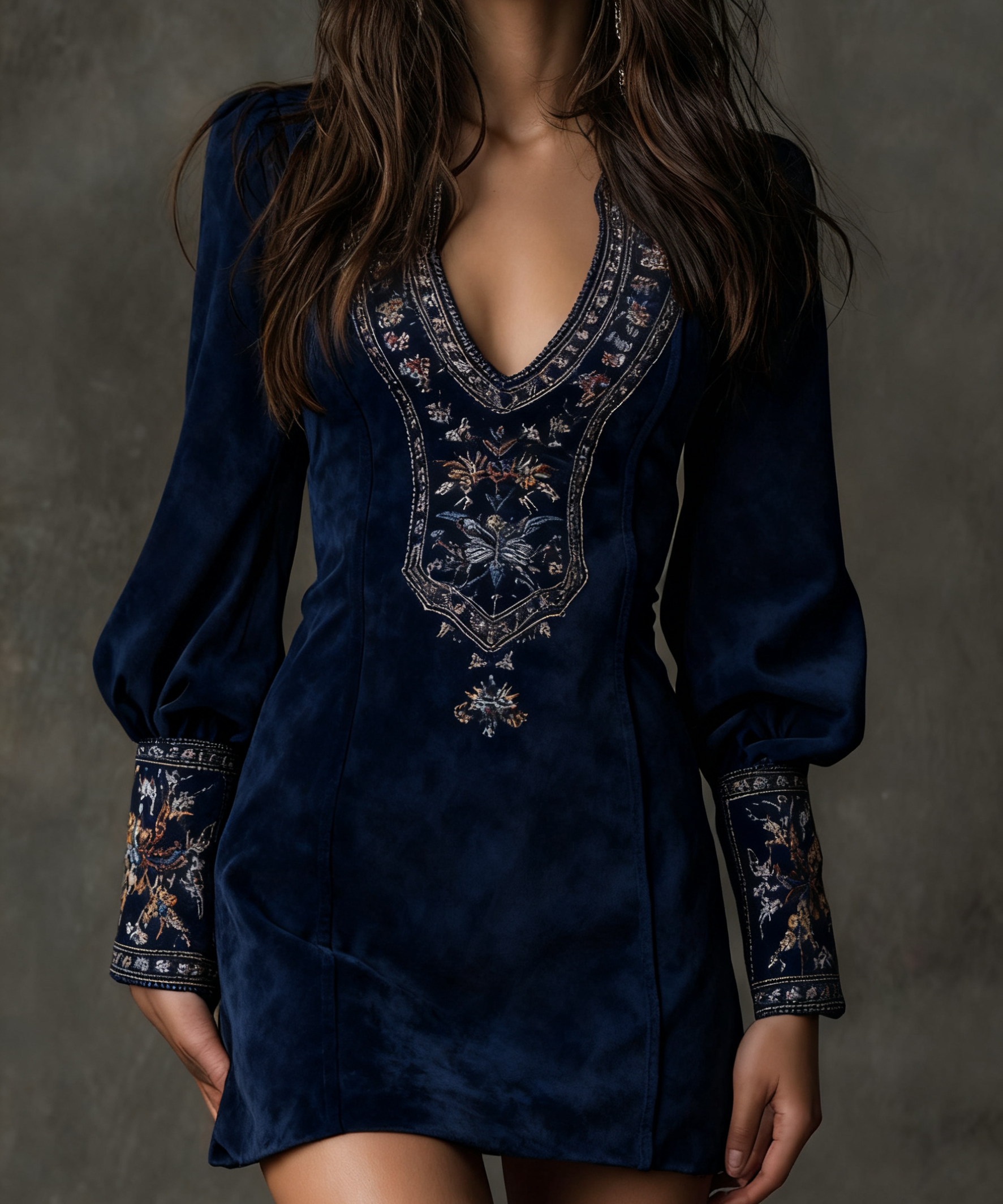 Women's Suede-Effect Short Dress in Blue