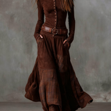 Orlix Sophisticated Maxi Dress in Brown