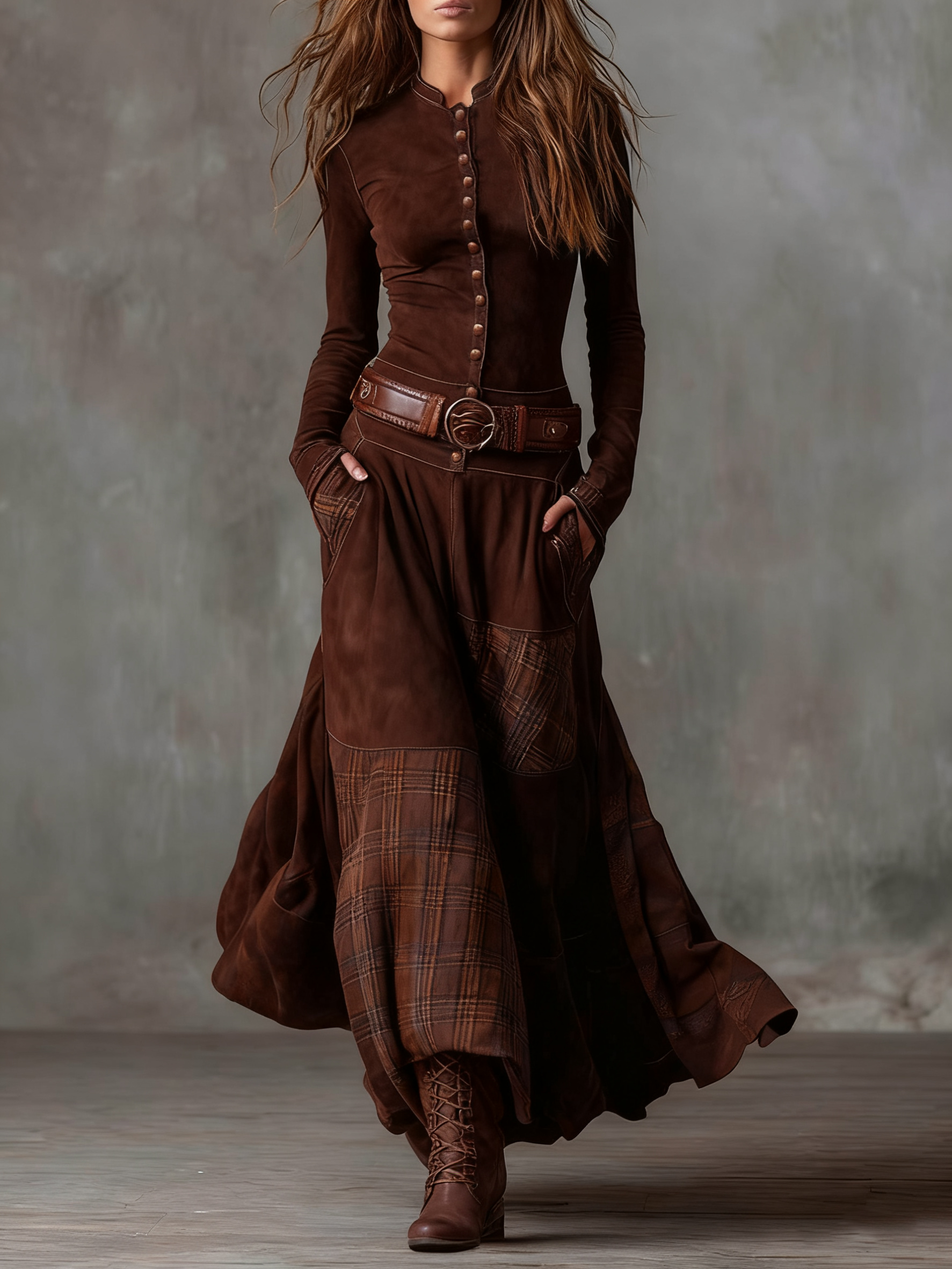 Orlix Sophisticated Maxi Dress in Brown