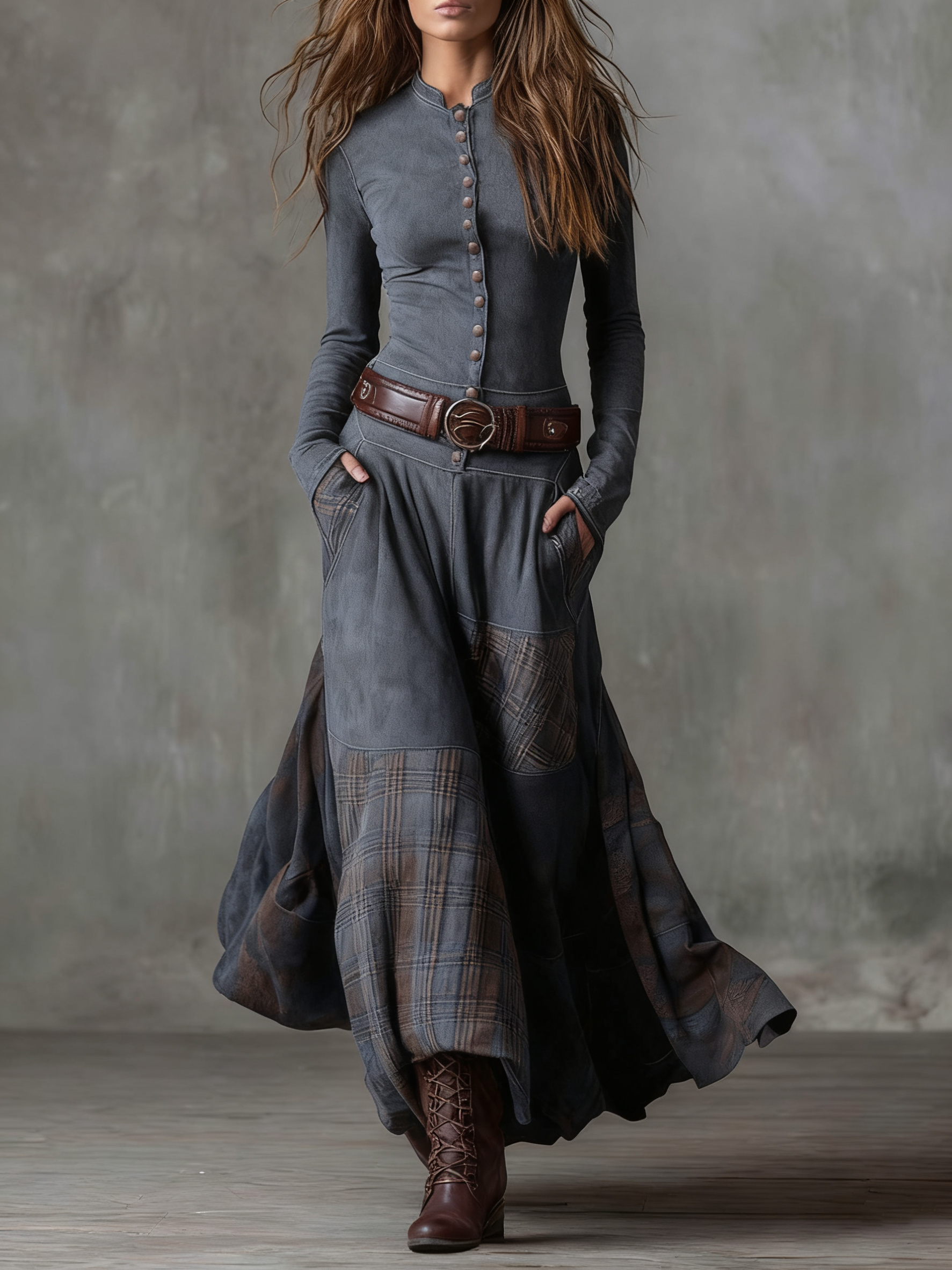 Orlix Sophisticated Maxi Dress in Gray