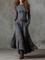 Women's Maxi Suede Dress with Belt in Gray