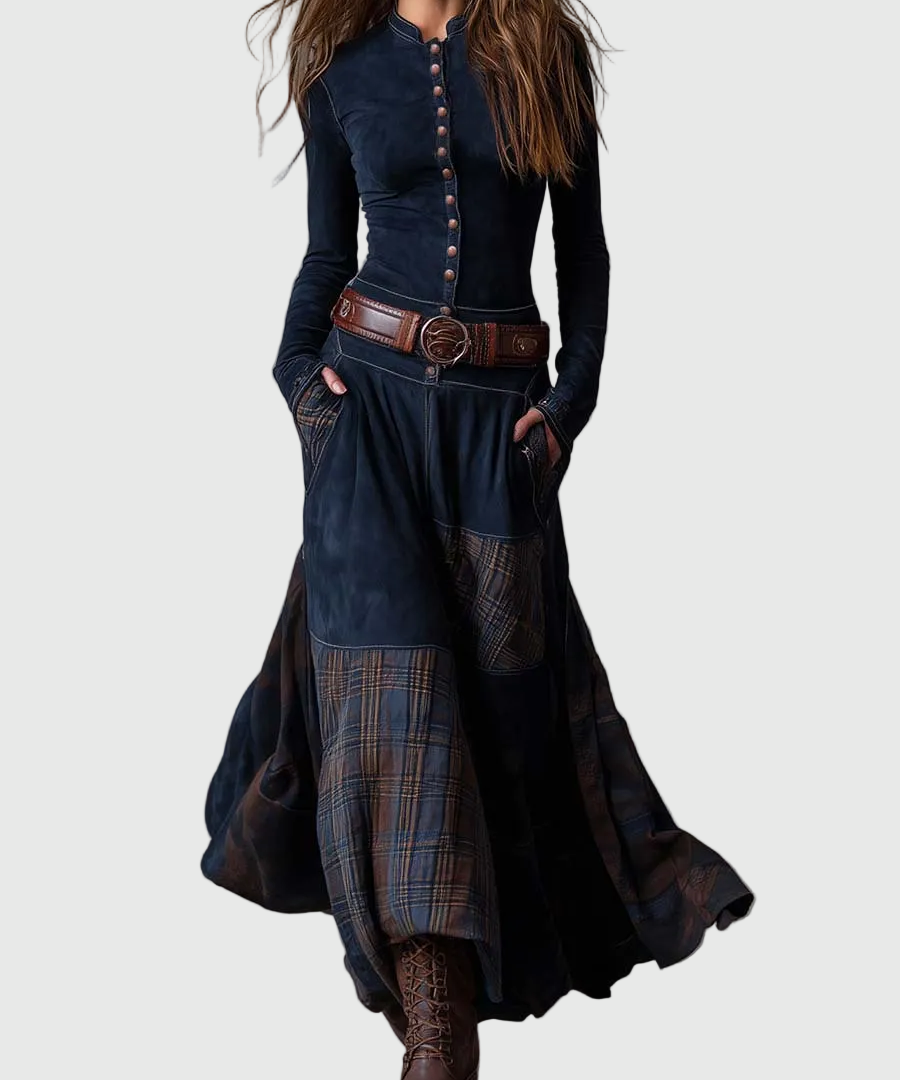 Orlix Sophisticated Maxi Dress in Navy Blue