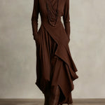Keirae Elegant Maxi Dress in Brown