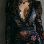 Women's Velvet Floral Mini Dress