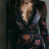 Women's Velvet Floral Mini Dress