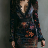 Women's Velvet Floral Mini Dress, photo 2