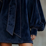 Women's Mini Velvet Dress with Bow – Tiphaine, photo 3