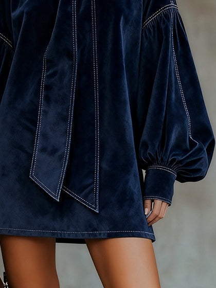Women's Mini Velvet Dress with Bow – Tiphaine, photo 3