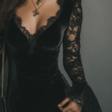 Women's Velvet and Lace Mini Dress, photo 2