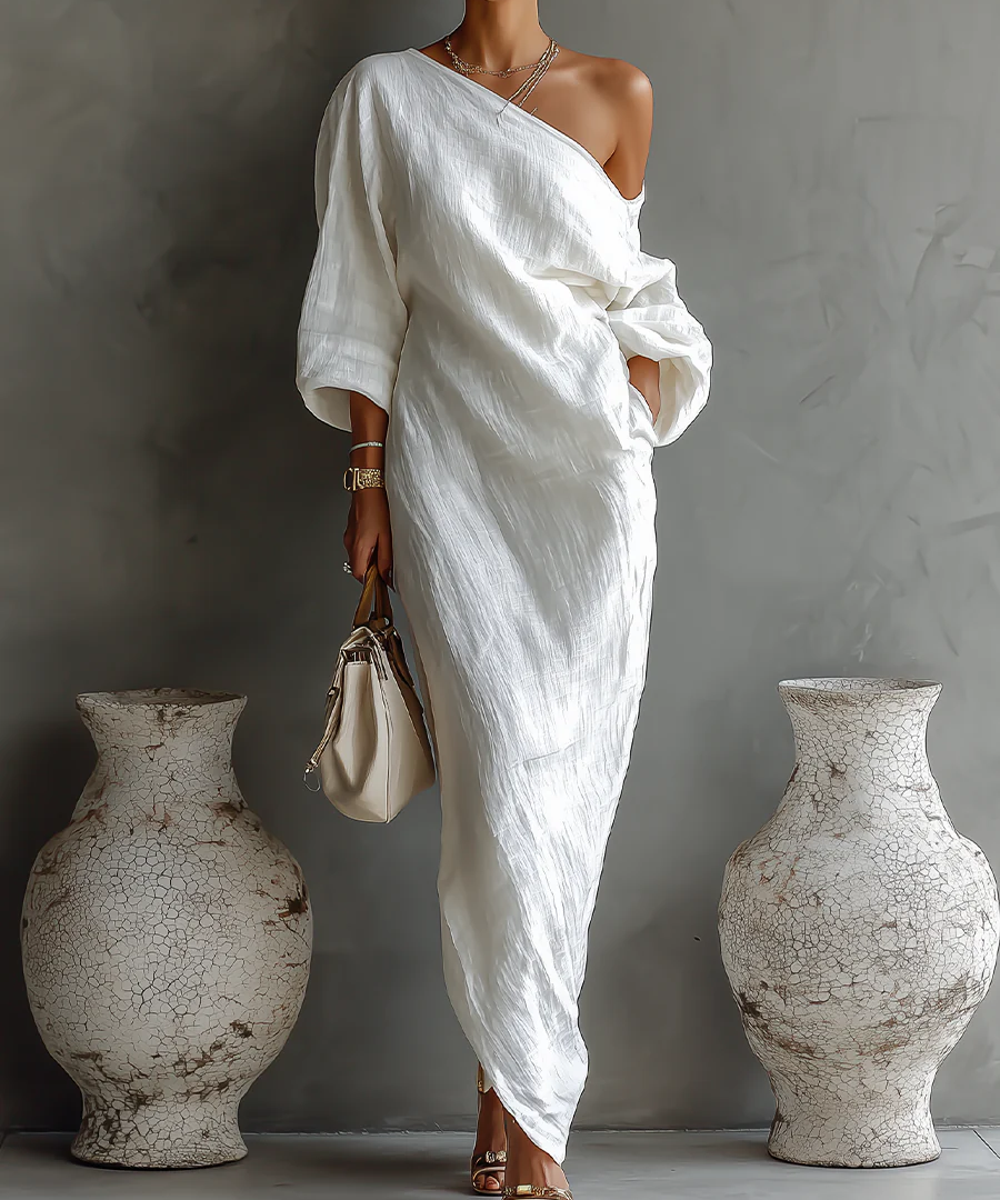 Sarah Elegant Maxi Dress in White