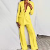 Women's Elegant Blazer and Pants in Yellow