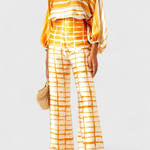 Women's Off-Shoulder Top & Wide-Leg Pants Set in Yellow