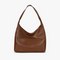 Donna Refined Leather Shoulder Bag in Brown