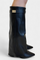 Women's Knee-High Boots with Block Heel in Black Leather
