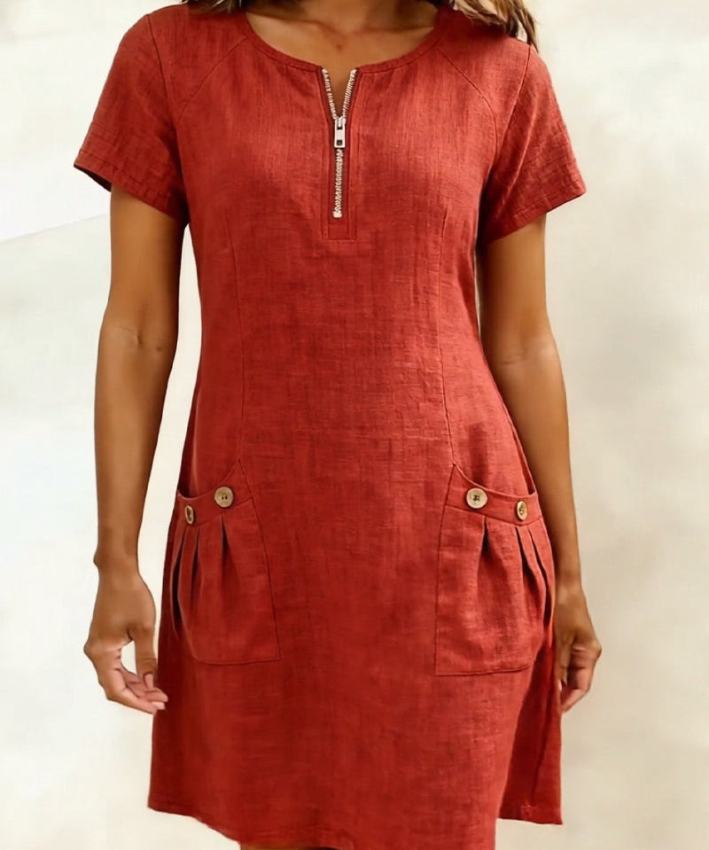 Women's Cotton Dress with Zipper Pocket, photo 2