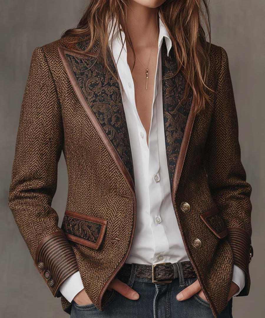 Gisèle | Chevron Print Panel Blazer