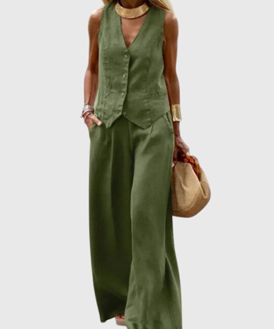 Mabel Elegant Two-Piece Set in Dark Green