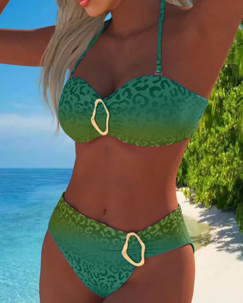 Halter Neck Leopard Print Gradient Swimsuit, photo 6