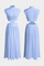High-Neck Top & Side-Slit Skirt Set in Light Blue