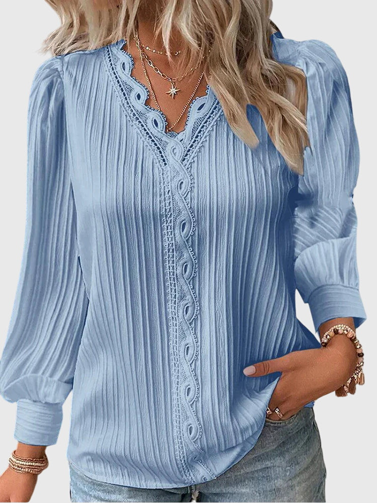 Women's Elegant Pullover Blouse in Blue