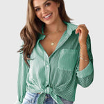 Women's Collared Neck Shirt in Mid Green