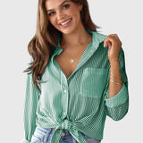 Women's Collared Neck Shirt in Mid Green